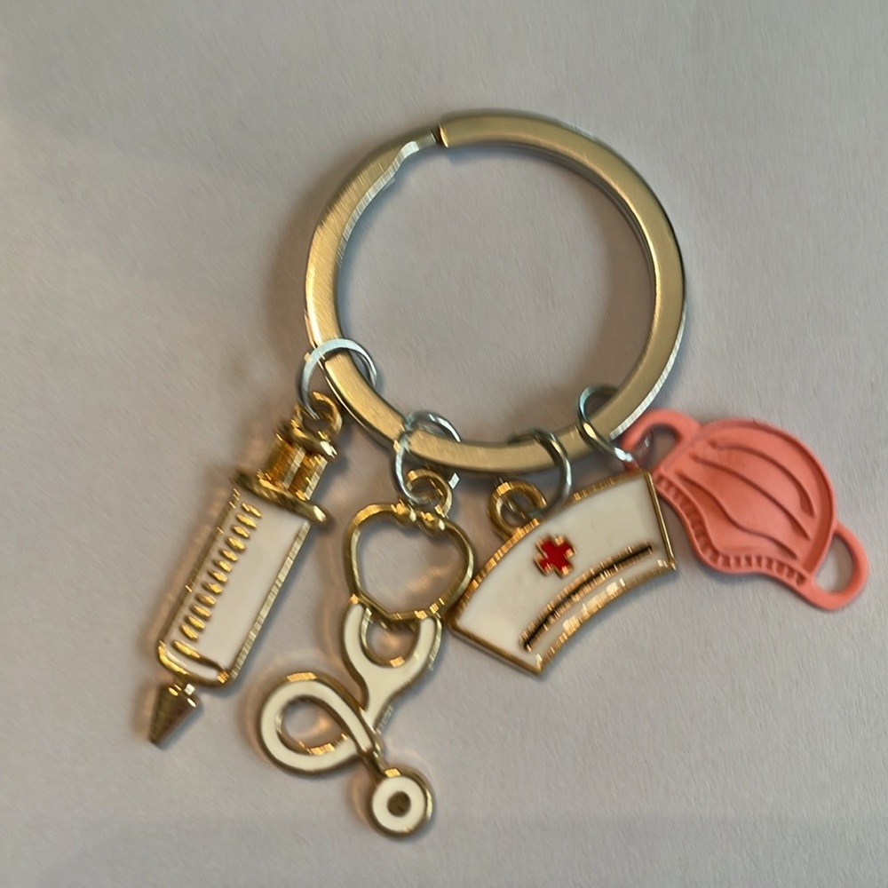 Pink Quartz Nurse Keychain β Crystal + Medical Charms β Handmade β NWT - Picture 4 of 6